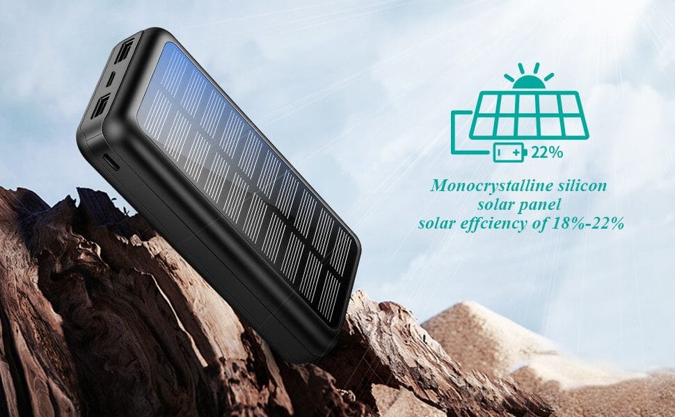 tragbares Solarladegerät, Dual USB-Anschlüsse für schnelles Aufladen Solar Powerbank