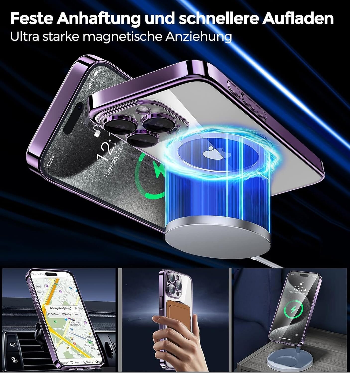 Handyhülle iPhone 15 Pro Max Hülle mit MagSafe und Integriertem 9H Kameraschutz