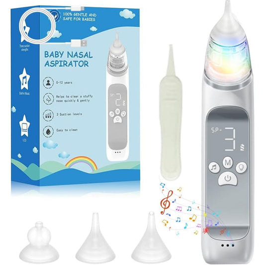 Nasensauger Baby mit 9 Saugstufen, Nachtlicht & Musik, Wiederaufladbar über USB-C