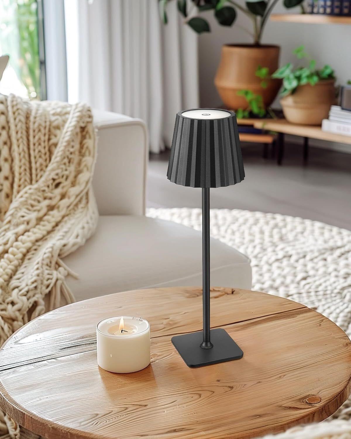 LED Tischleuchte mit 3 Farbtemperaturen -Wiederaufladbar,Touch-Dimmer,IP54 Wasserdicht