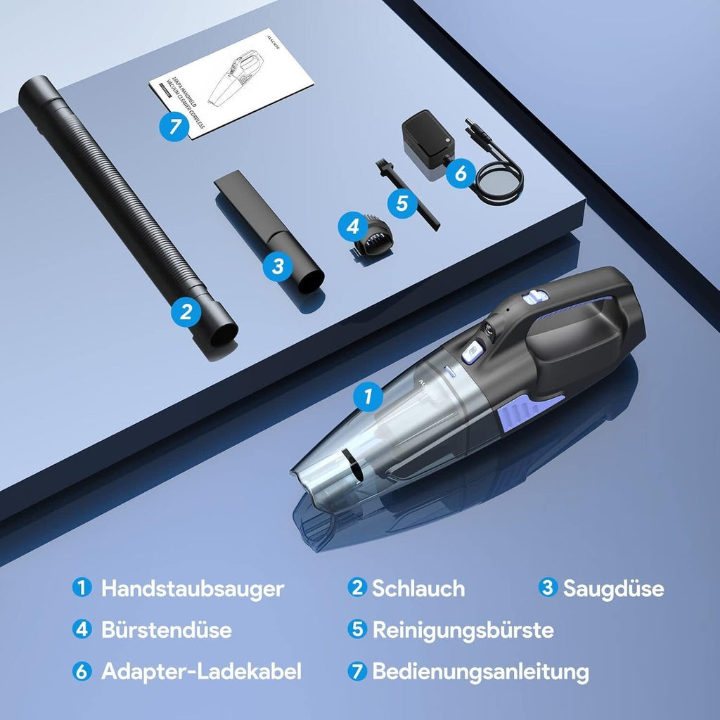 Akku-Handstaubsauger für Auto 2 Geschwindigkeiten für nass/trocken, Haus- und Tierhaare