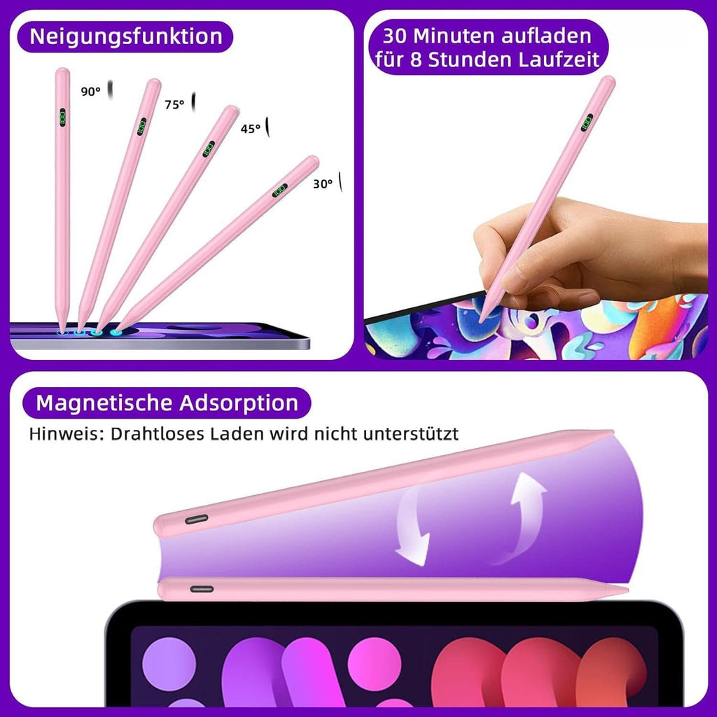 Eingabestift iPad, Active Stylus Pen - Handfläschenerkennung mit 5 Ersatzspitzen