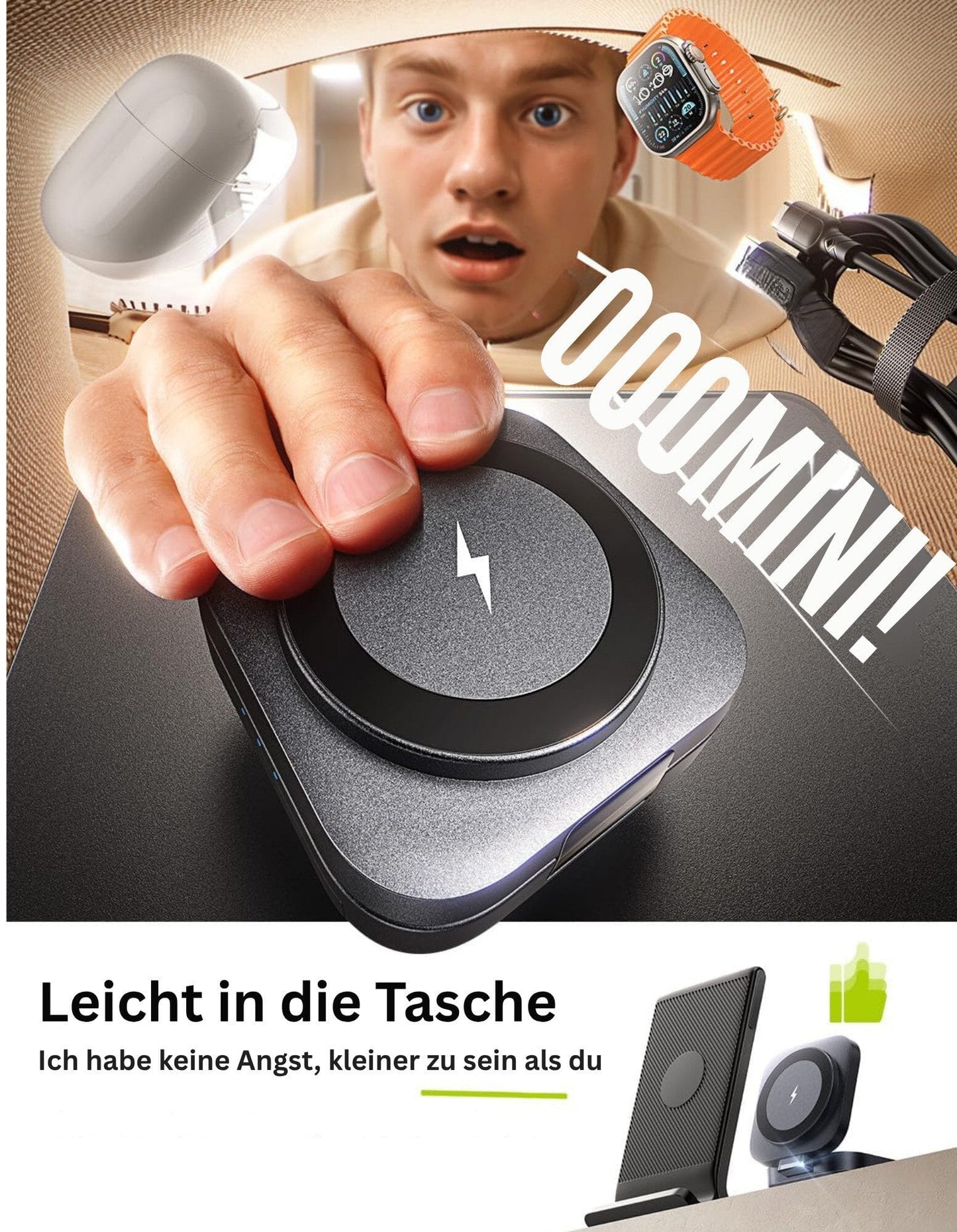 3-n-1 Faltbarer MagSafe Ständer mit Schnellladung, höhenverstellbar Ladestation