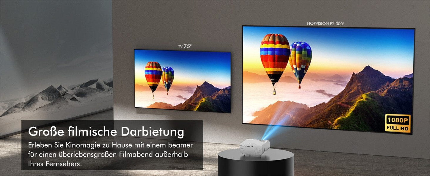 Mini-Projektor Full HD 1080P, 12.000 Lumen, 300-Zoll-Projektor LED-Beamer