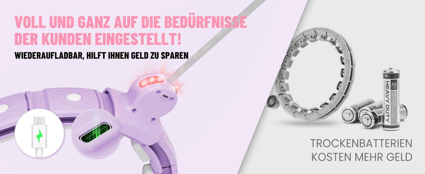 Hula-Hoop-Reifen mit Bunten LED-Lichteffekten und Gewicht Kugel, 18 abnehmbaren Teile