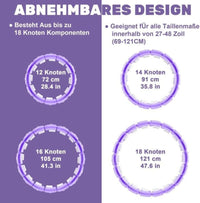 Hula-Hoop-Reifen mit Bunten LED-Lichteffekten und Gewicht Kugel, 18 abnehmbaren Teile