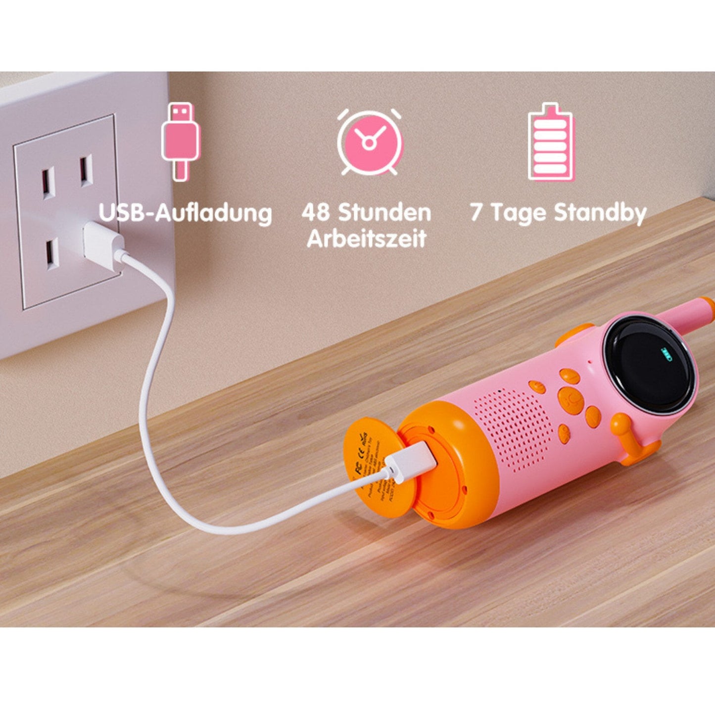 Walkie Talkie für Kinder mit VOX-Funktion, CTCSS-Technologie, LED-Taschenlampe
