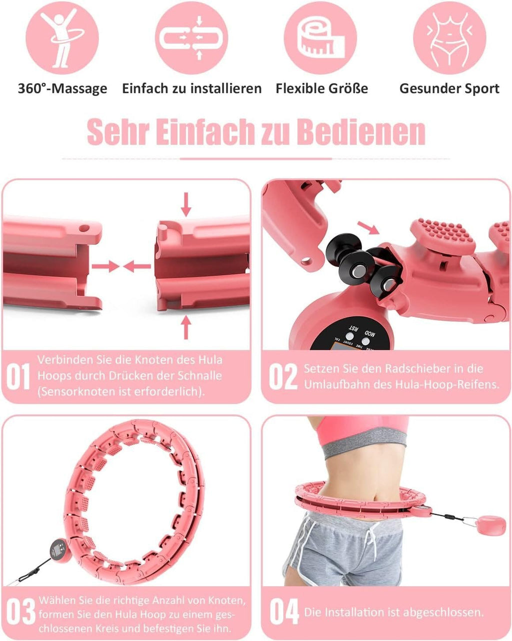 Hula-Hoop-Reifen Smart Fitness Hula Hoop mit oder ohne intelligentem Zähler