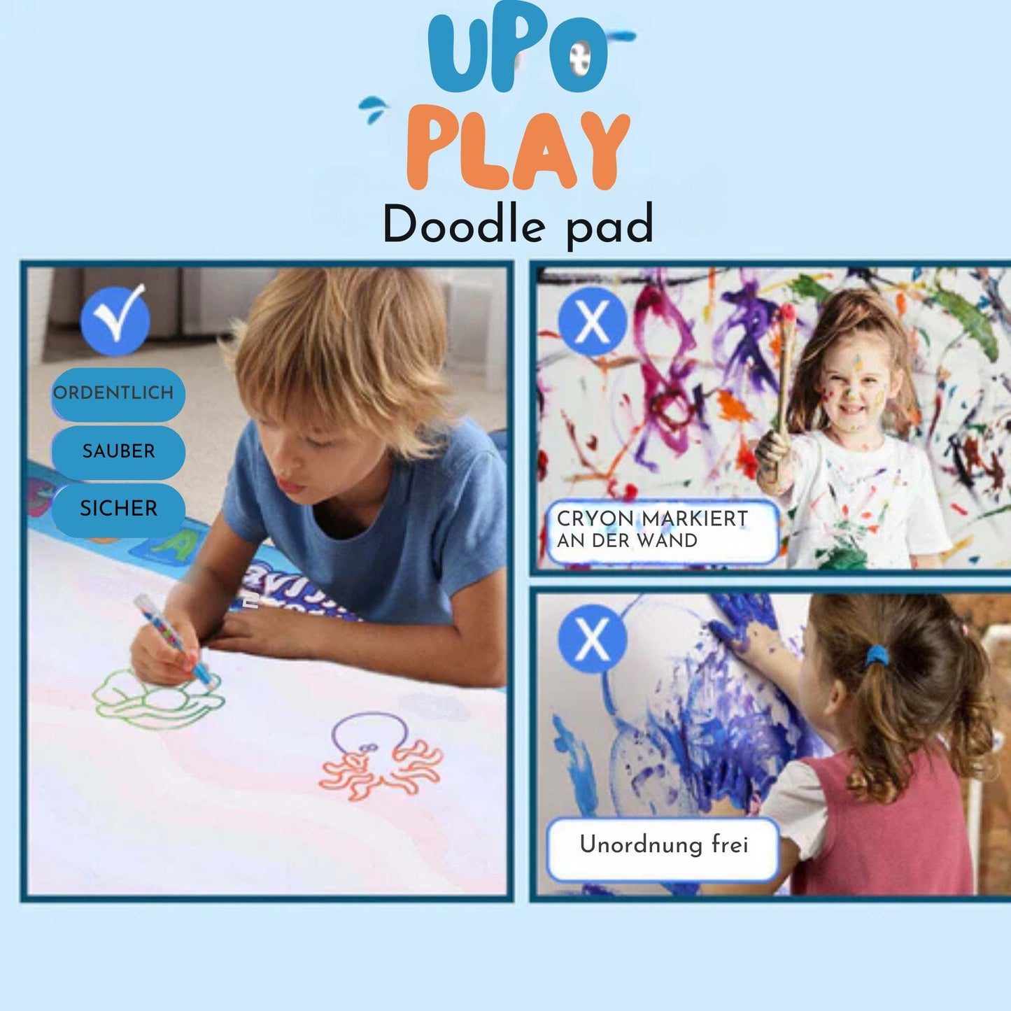 Kreativset Aqua Water Doodle Matte, Montessori Spielzeug 80x100cm XL