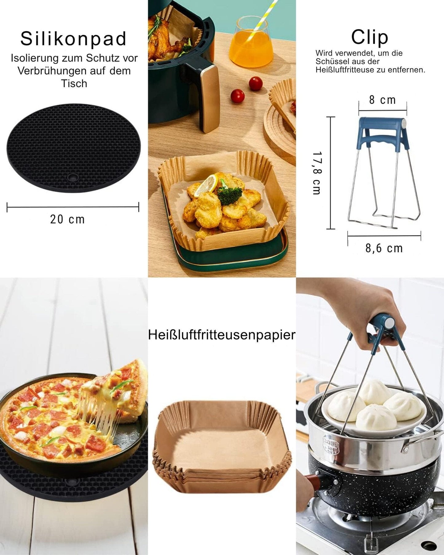 Küchenmaschinen Zubehör-Set Airfryer Zubehör Set 15-teilig für 5.5L Square Airfryer