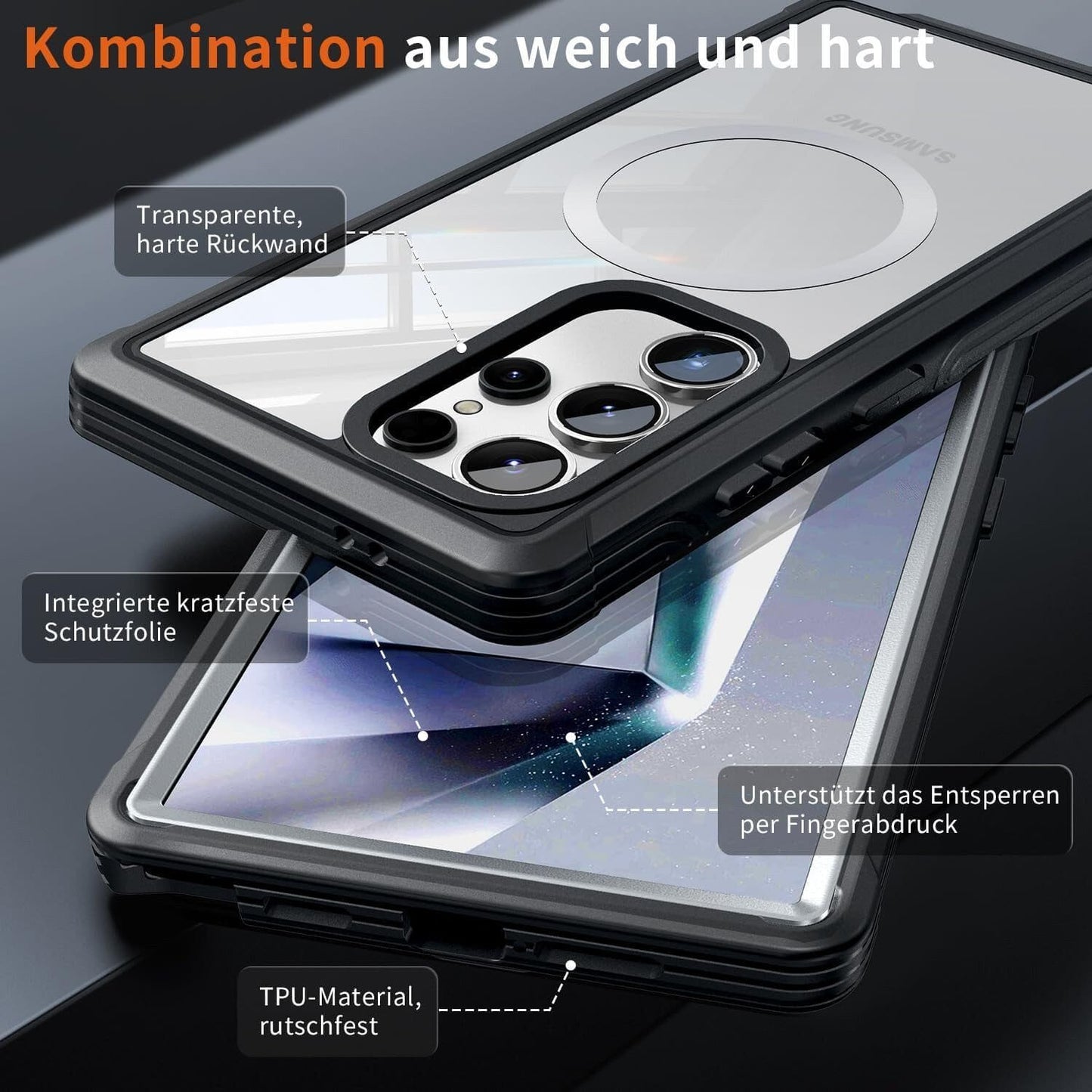 Handyhülle Handyhülle Samsung Galaxy S24 Hülle, 360 Grad Kratzfeste Handyhülle