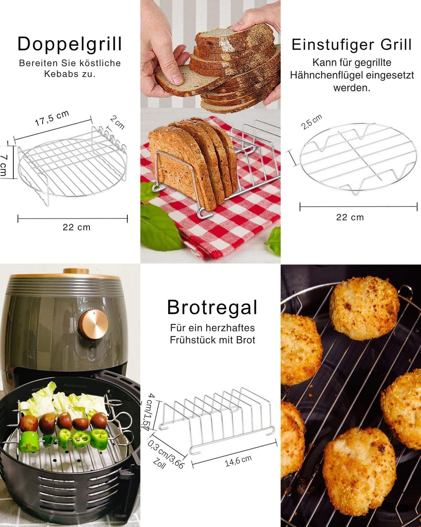 Küchenmaschinen Zubehör-Set Airfryer Zubehör Set 15-teilig für 5.5L Square Airfryer