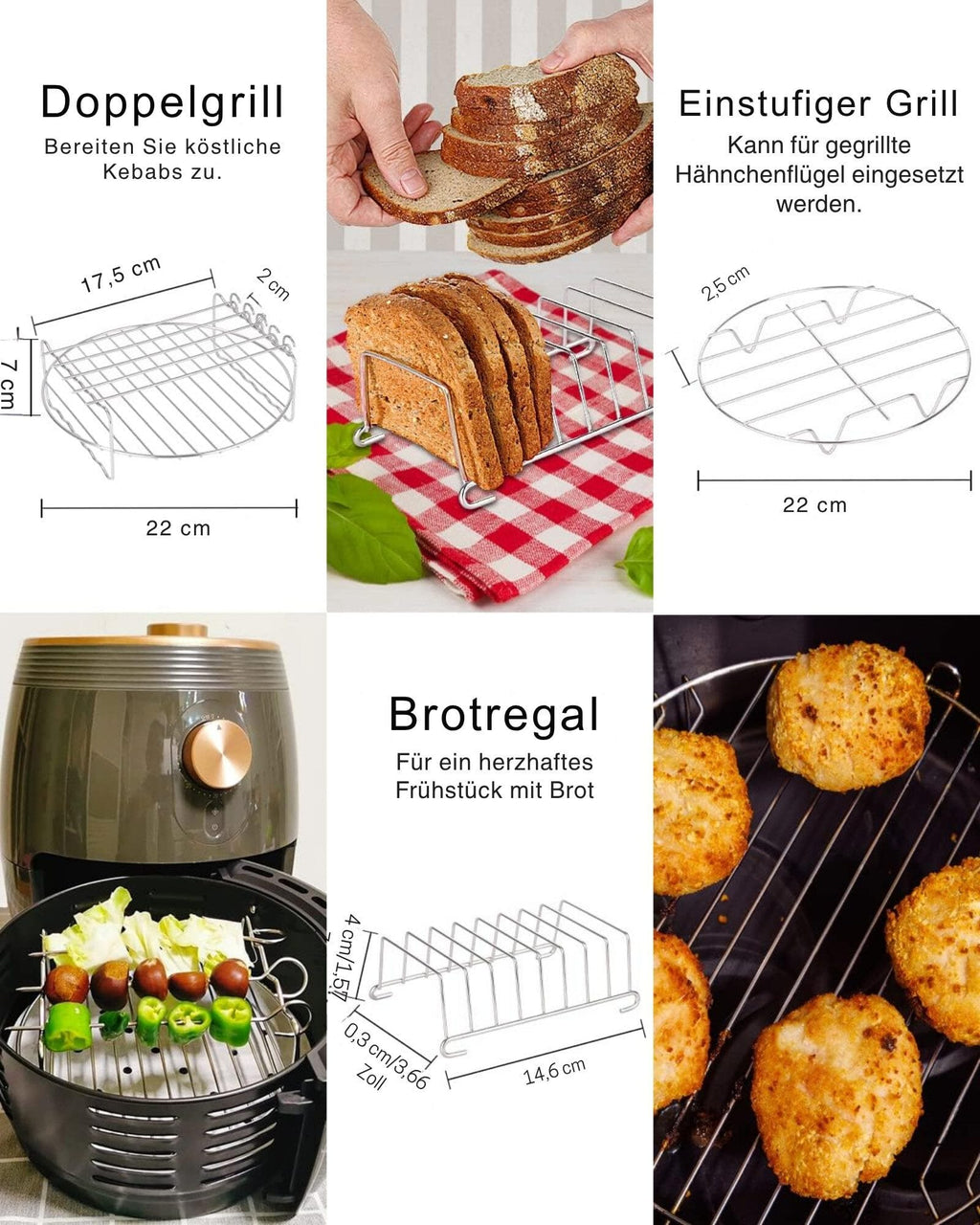 Küchenmaschinen Zubehör-Set Airfryer Zubehör Set 15-teilig für 5.5L Square Airfryer