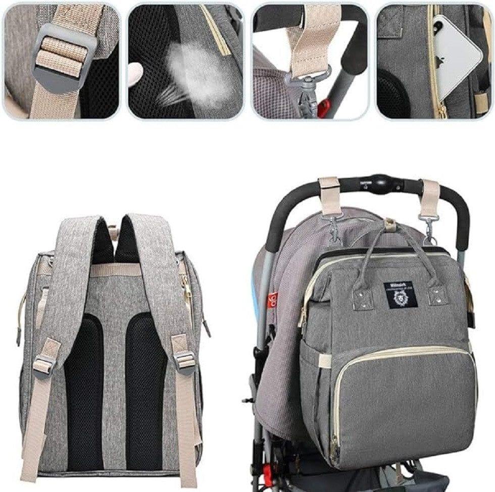 Wickeltasche mit Tragbarem Reisebett, Große Kapazität und Isolierten Fächern