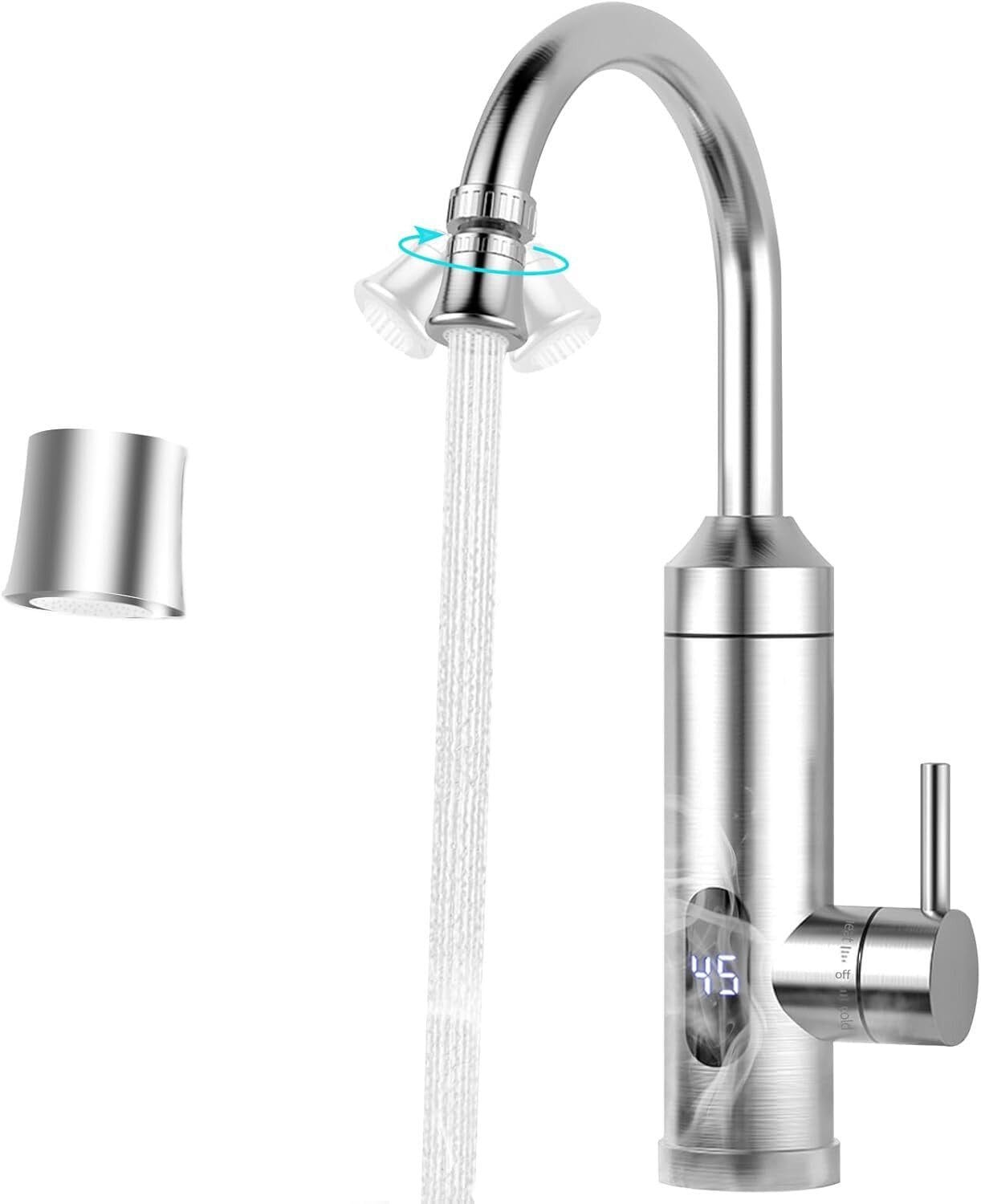 Durchlauferhitzer 230V Küchenarmatur Edelstahl mit LED-Temperaturanzeige Küche