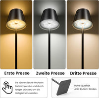 LED Tischleuchte mit 3 Farbtemperaturen -Wiederaufladbar,Touch-Dimmer,IP54 Wasserdicht