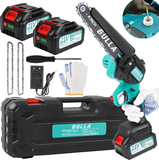 Akku-Kettensäge mit Brushless-Motoren und mit 2 2000mAh-Akkus