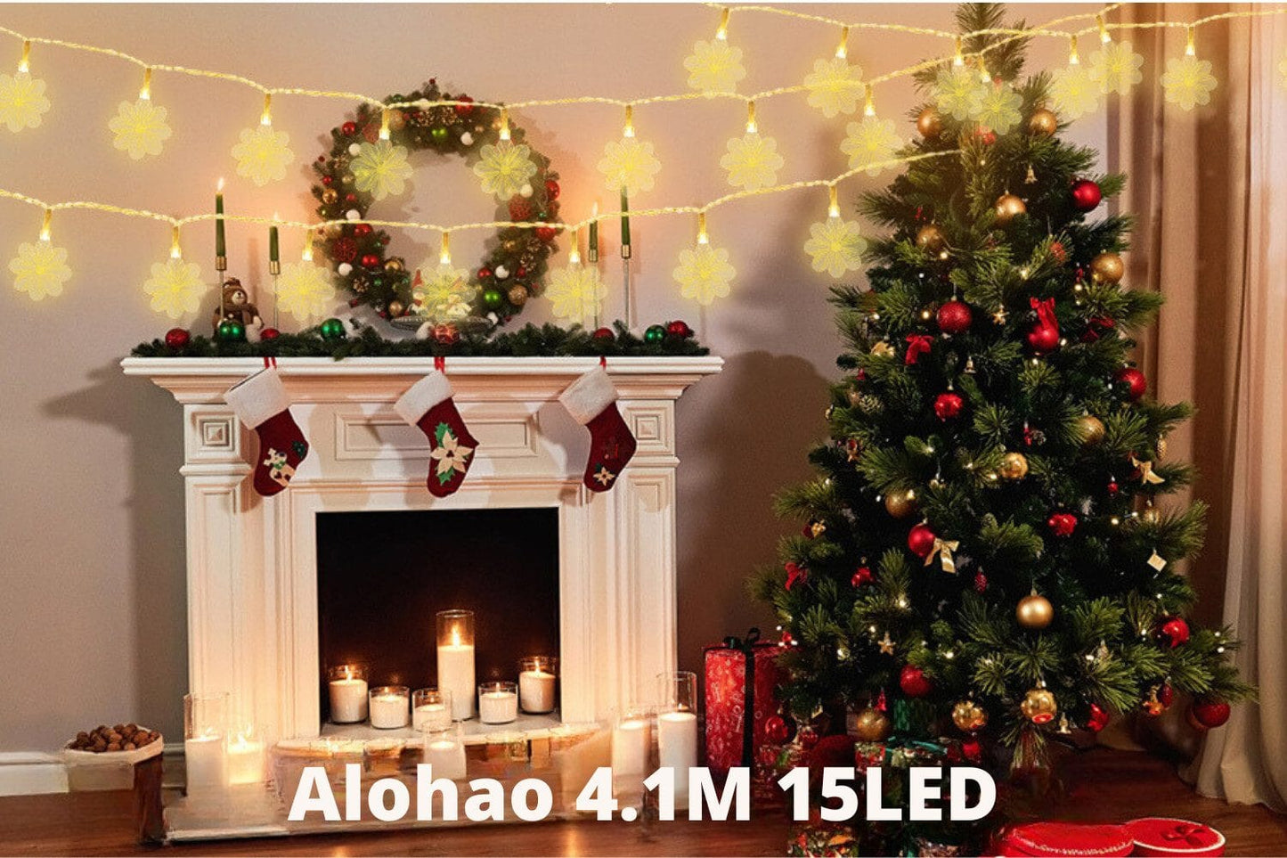 Lichterkette Innenbereich dekorative Lichter 4,1 m 15 LED USB wiederaufladbar