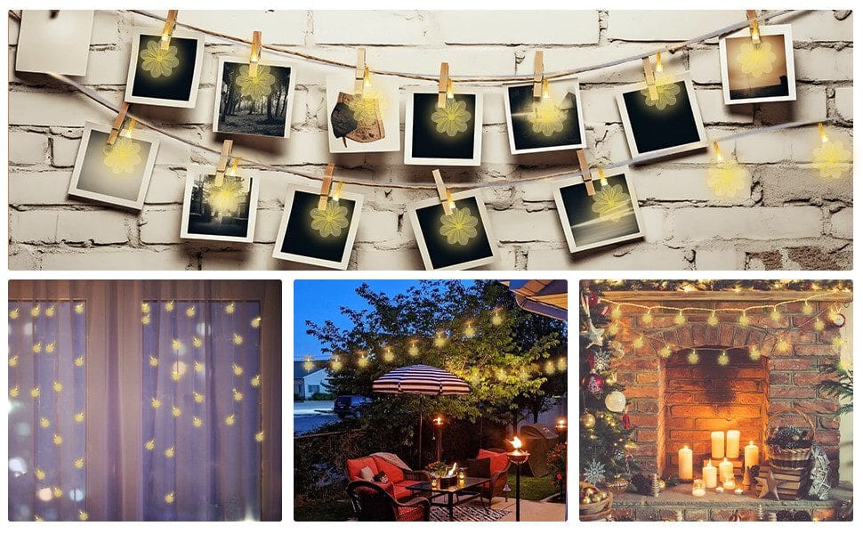 Lichterkette Innenbereich dekorative Lichter 4,1 m 15 LED USB wiederaufladbar