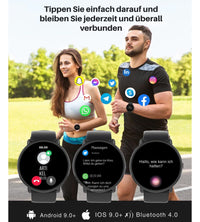 Damen & Herren – Fitnessuhr mit Bluetooth-Telefonie, AMOLED-Display Smartwatch
