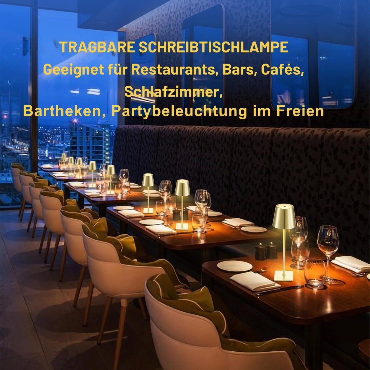 LED Tischleuchte mit 3 Farbtemperaturen -Wiederaufladbar,Touch-Dimmer,IP54 Wasserdicht