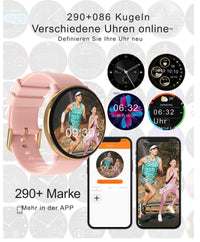 Damen & Herren – Fitnessuhr mit Bluetooth-Telefonie, AMOLED-Display Smartwatch