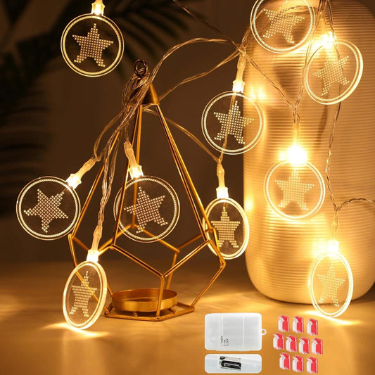 Lichterkette Innenbereich dekorative Lichter 4,1 m 15 LED USB wiederaufladbar