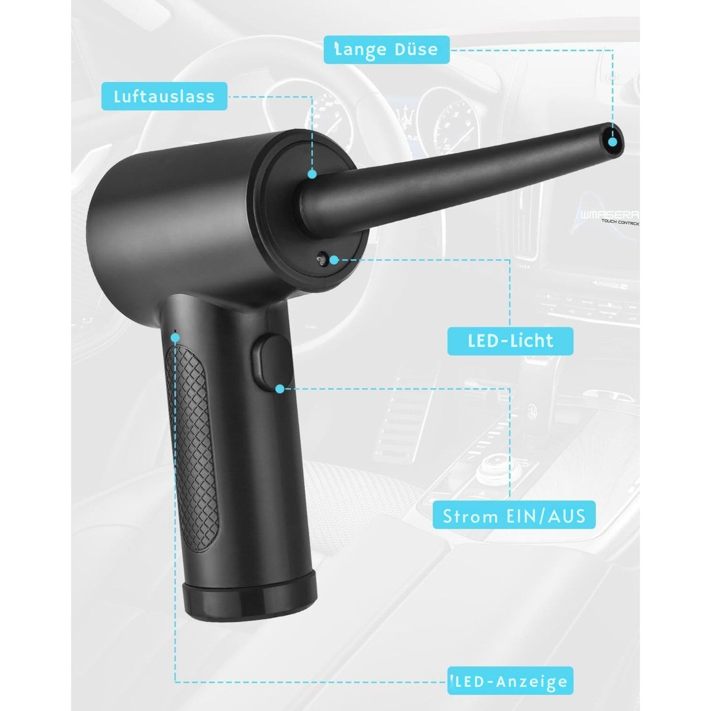 Akku-Handstaubsauger Druckluftspray Luftreinigungspistole 51000u/min Kabelloser Reiniger