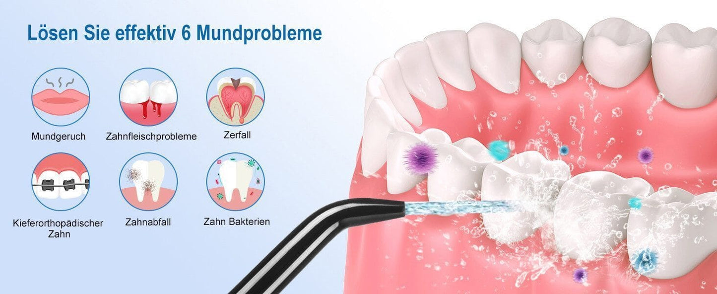 Munddusche Kabellos,5 Modi Elektrischer Zahnreiniger IPX7 Wasserdichter