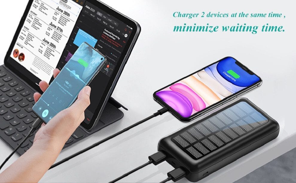 tragbares Solarladegerät, Dual USB-Anschlüsse für schnelles Aufladen Solar Powerbank