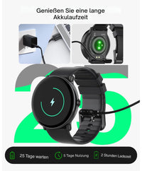 Damen & Herren – Fitnessuhr mit Bluetooth-Telefonie, AMOLED-Display Smartwatch