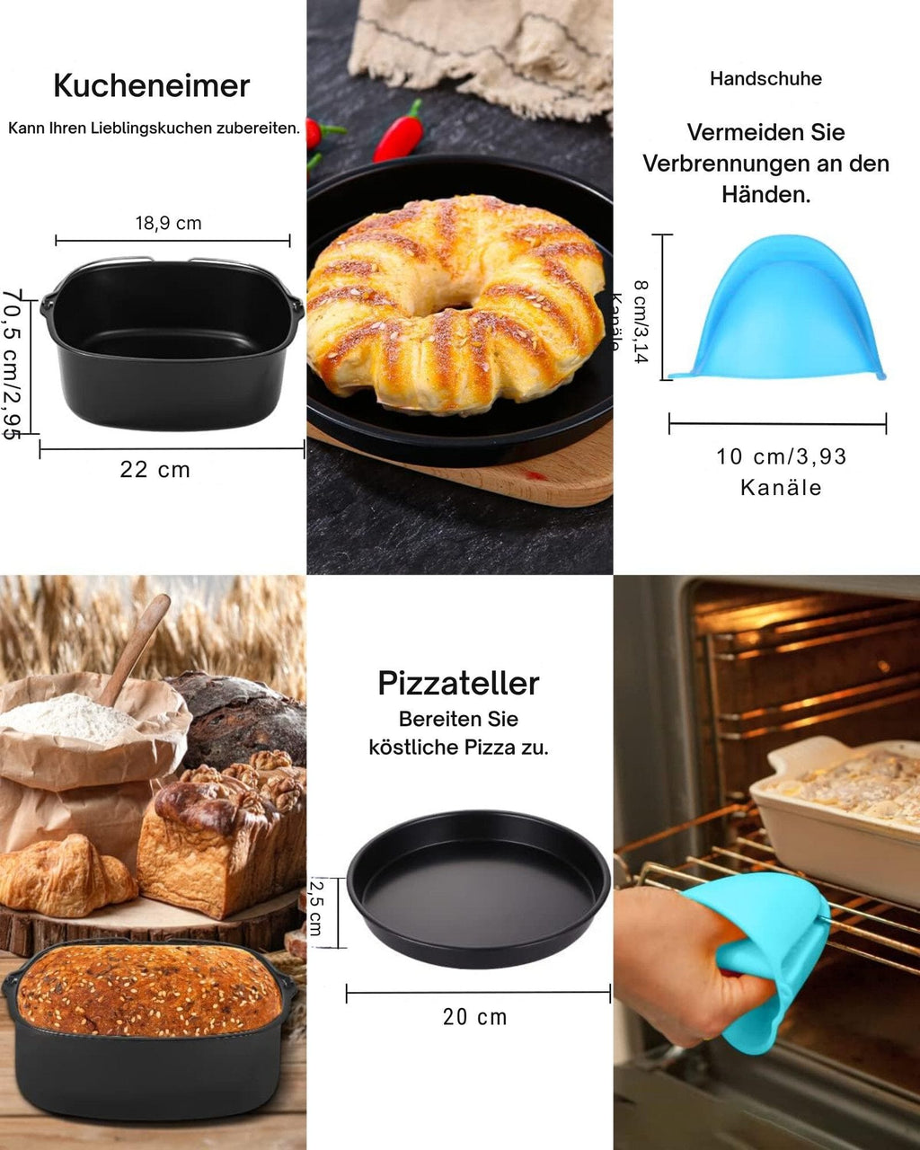 Küchenmaschinen Zubehör-Set Airfryer Zubehör Set 15-teilig für 5.5L Square Airfryer