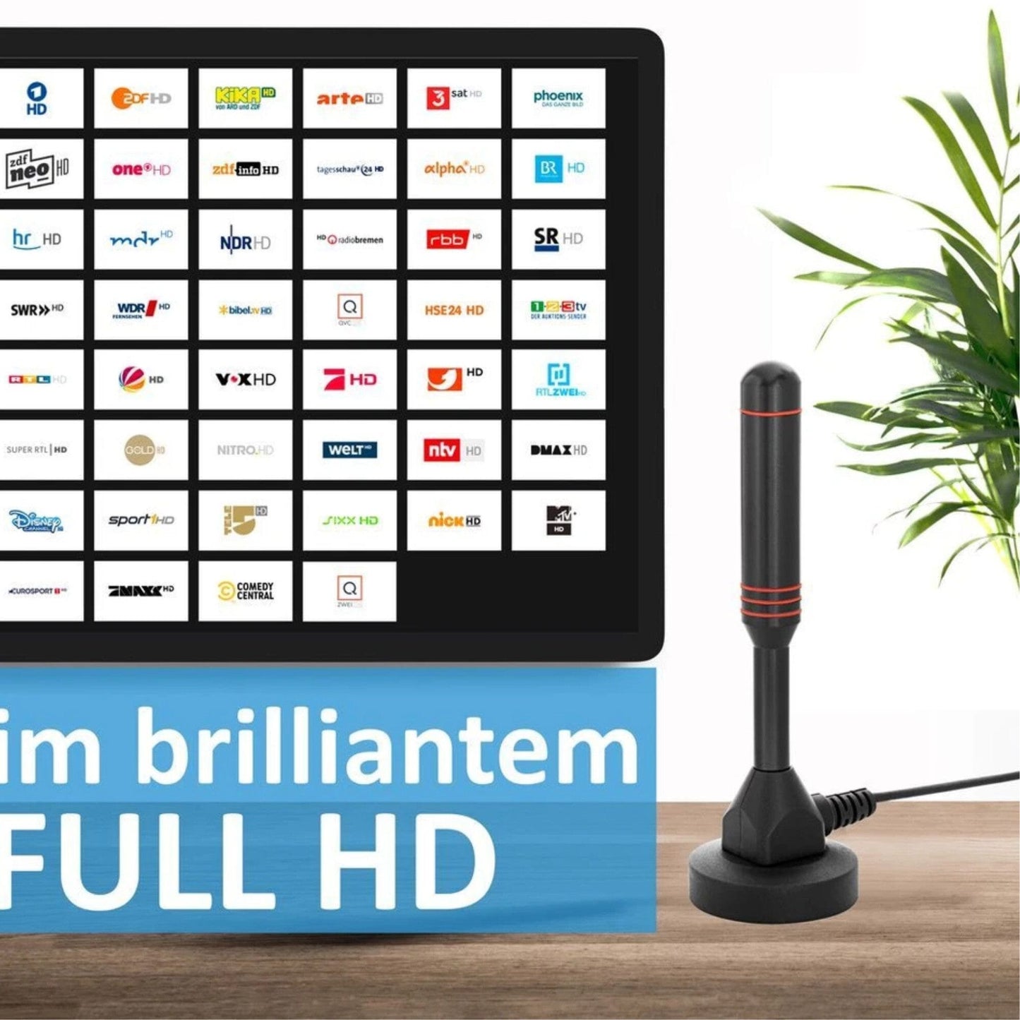 VSG24 DVB-T2 HD Antenne mit 20 dBi Verstärker Aktive TV Antenne SAT-Antenne