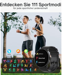 Damen & Herren – Fitnessuhr mit Bluetooth-Telefonie, AMOLED-Display Smartwatch