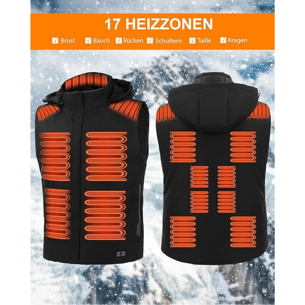 Funktionsweste Wärmeweste, beheizte Jacke, Intelligente einstellbare 3 Heizzonen