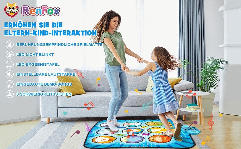 Spielmatte Tanzmatte Spielzeug für Kinder Mädchen Jungen, 3 Herausforderung Modi