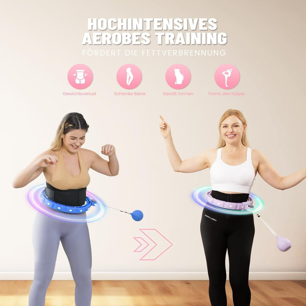Hula-Hoop-Reifen mit Bunten LED-Lichteffekten und Gewicht Kugel, 18 abnehmbaren Teile