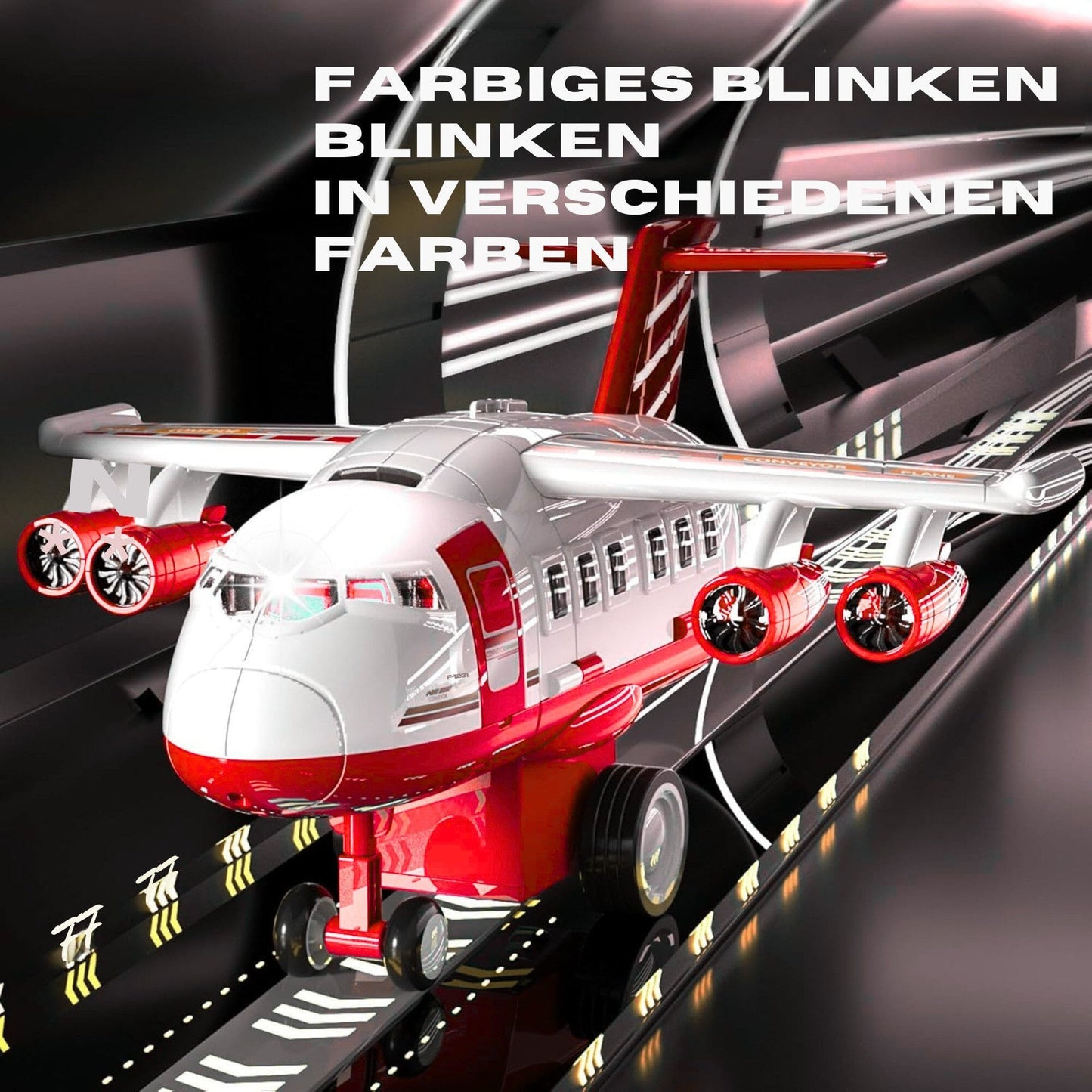 Spielzeug-Flugzeug mit 12 Stadtautos & Rennstrecke Rennbahn Auto Spielzeug für Kinder