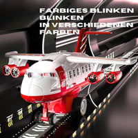 Spielzeug-Flugzeug mit 12 Stadtautos & Rennstrecke Rennbahn Auto Spielzeug für Kinder