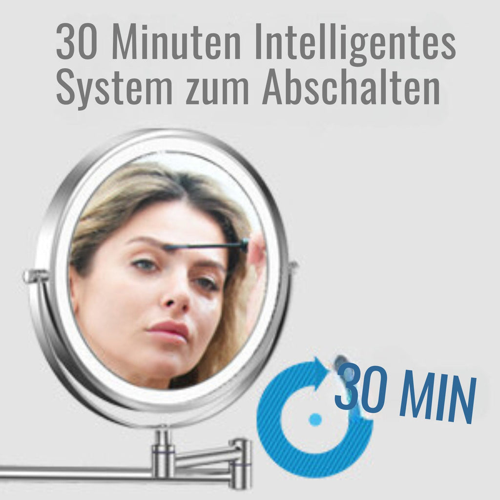 Kosmetikspiegel Wiederaufladbarer beleuchteter Badezimmerspiegel, 1X/10X Vergrößerung