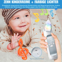 Nasensauger Baby mit 9 Saugstufen, Nachtlicht & Musik, Wiederaufladbar über USB-C