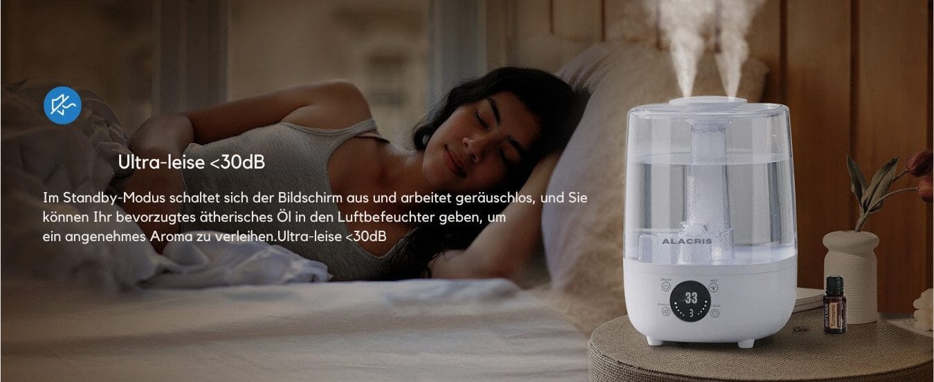 Luftbefeuchter Auto Quiet Mode für Baby, 4L Ultraschall Cool Mist Luftbefeuchter