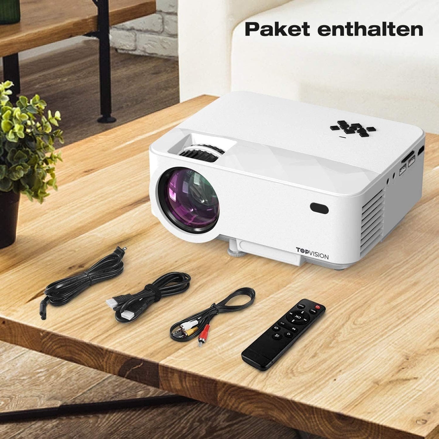 30000 Stunden LED Heimkino Beamer, 5W-Stereo-Sound, mit HDMI, USB, TF Mini-Beamer
