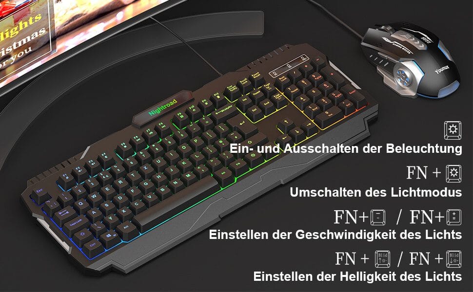 Nightroad RGB Beleuchtung, QWERTY, 105 Tasten, Anti-Ghosting Gaming-Tastatur