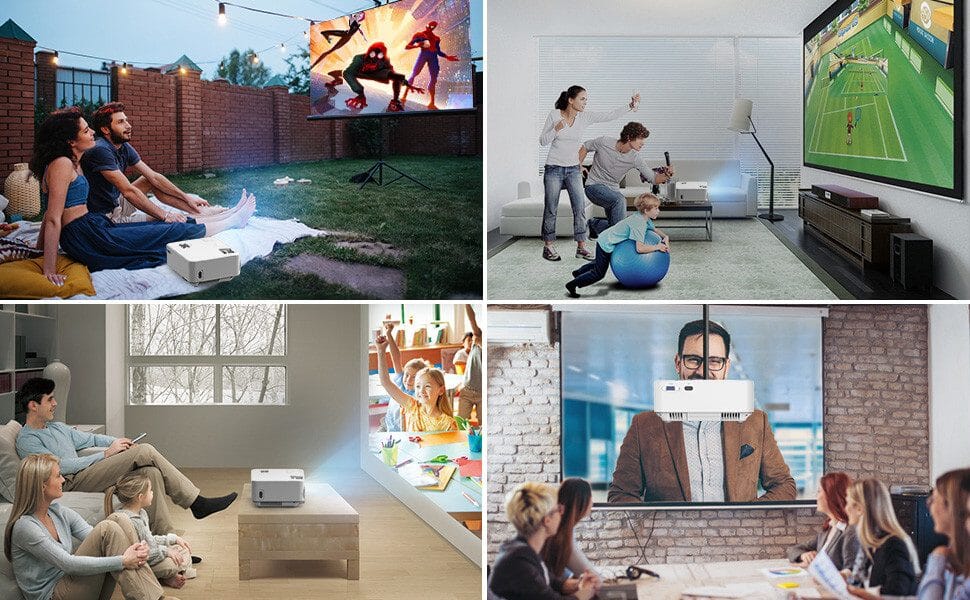 30000 Stunden LED Heimkino Beamer, 5W-Stereo-Sound, mit HDMI, USB, TF Mini-Beamer