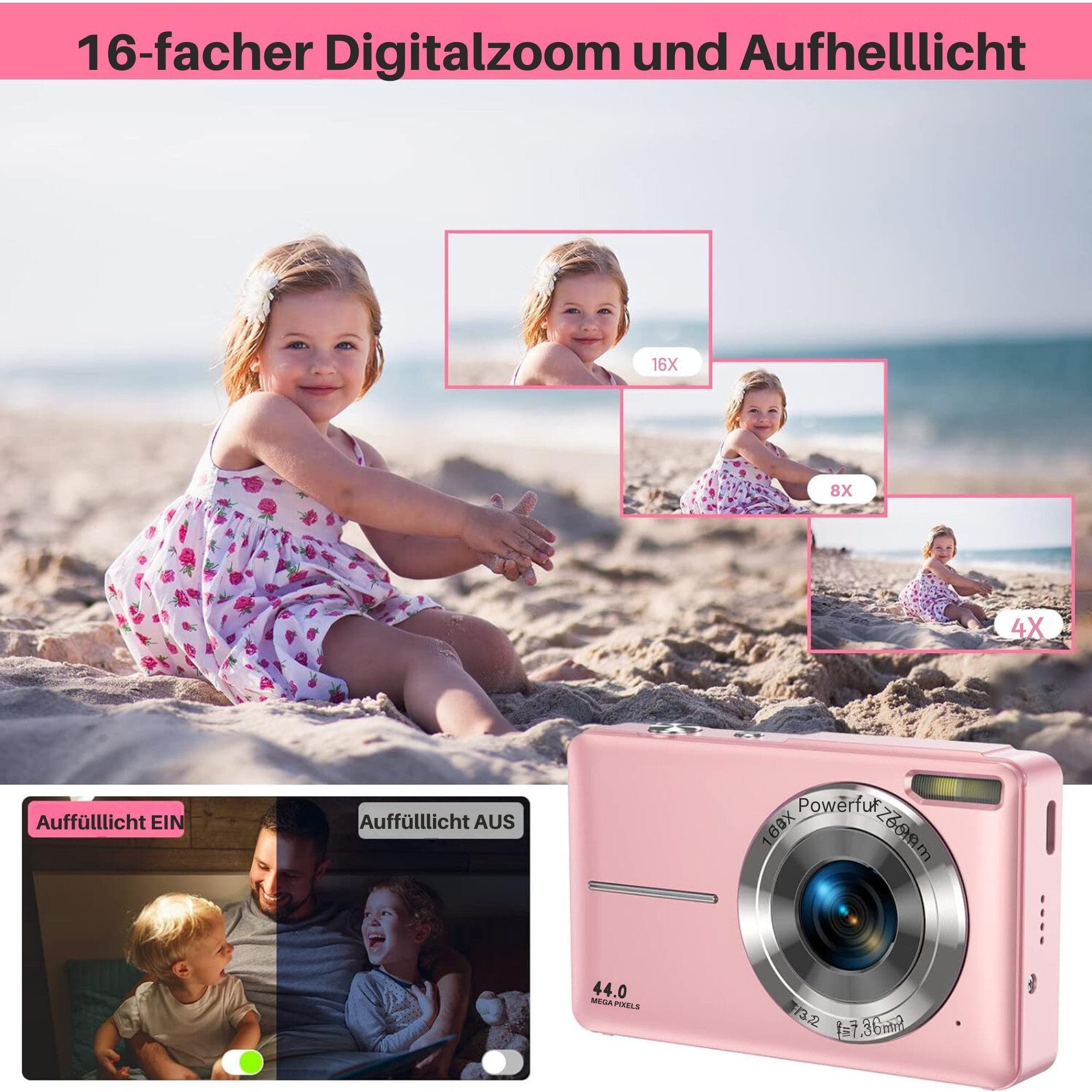 Digitalkamera mit 32G Micro SD Karte, 1080P Kinderkamera 44MP HD Kinderkamera