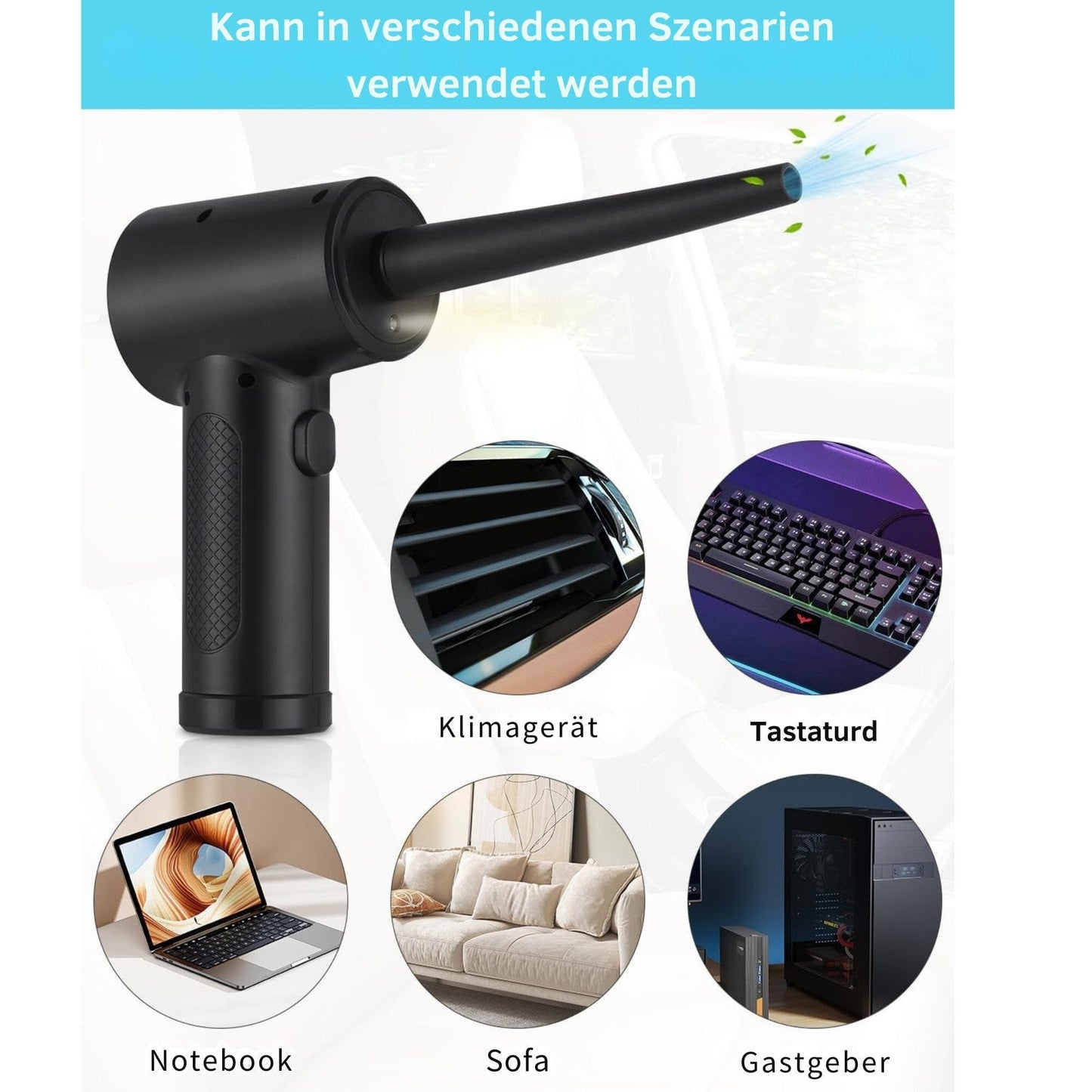 Akku-Handstaubsauger Druckluftspray Luftreinigungspistole 51000u/min Kabelloser Reiniger