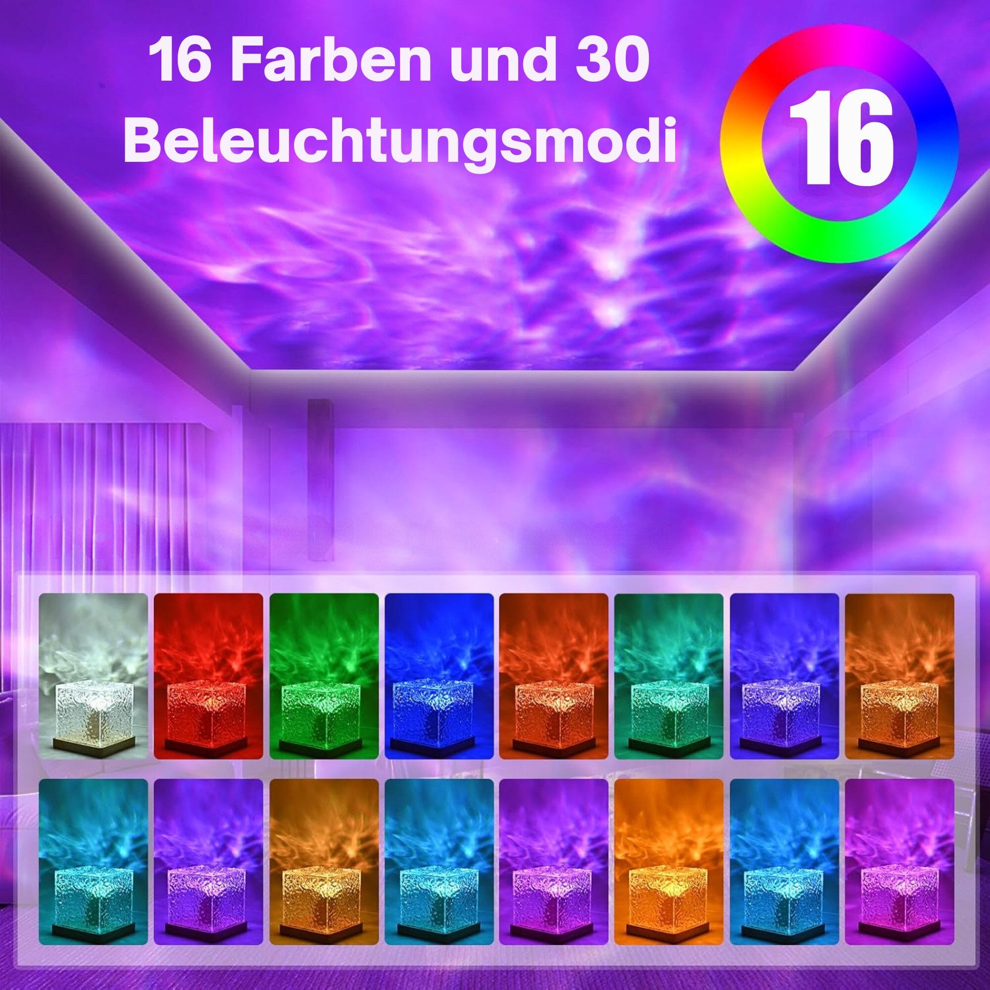 LED Nachtlicht Sternenhimmel Projektor mit Fernbedienung, 3D Galaxy Lampe 16 Farben