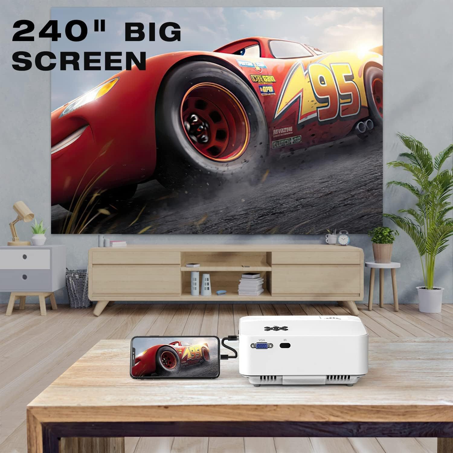 30000 Stunden LED Heimkino Beamer, 5W-Stereo-Sound, mit HDMI, USB, TF Mini-Beamer
