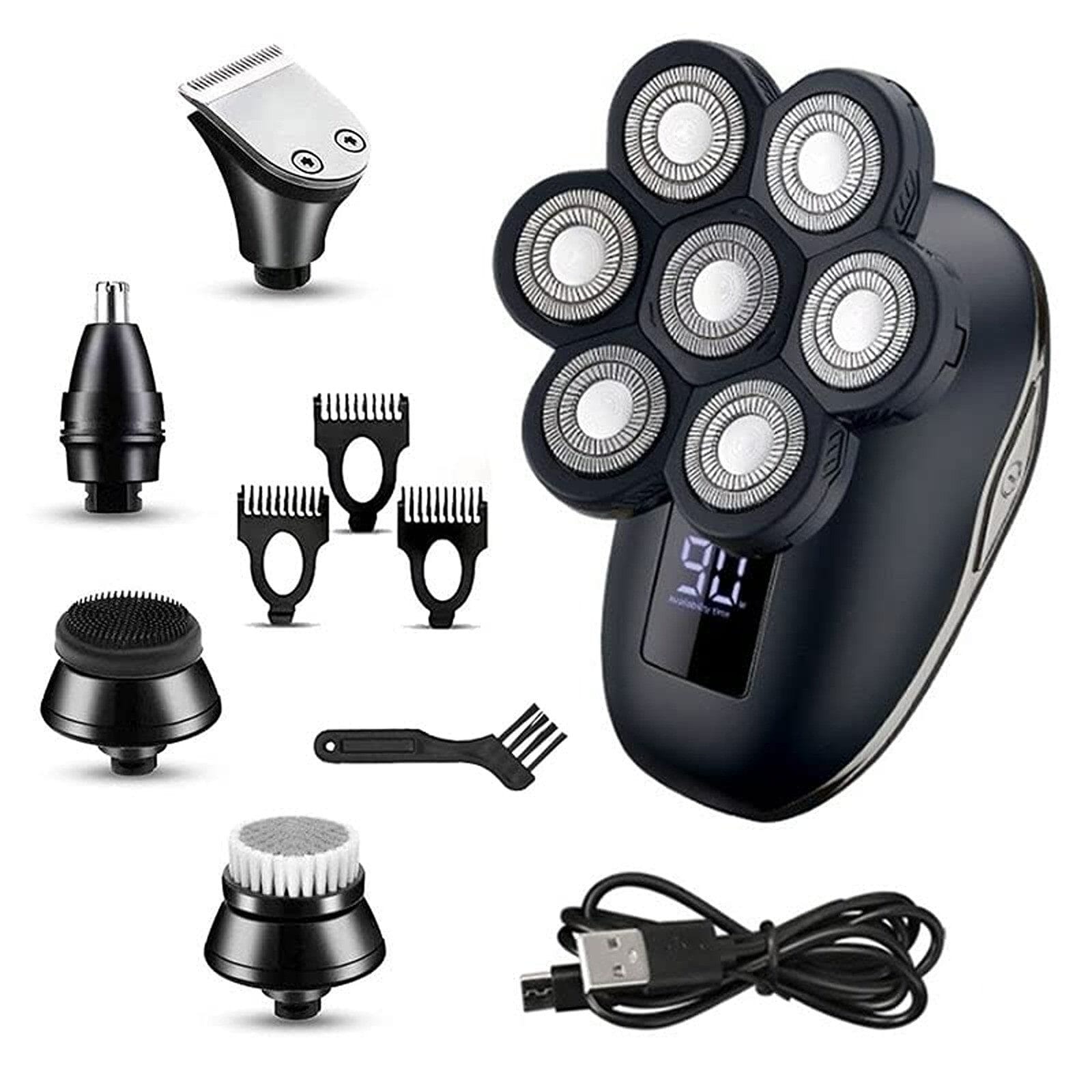 Elektrorasierer 6-in-1 Wasserdichter Rasierer für glatte Köpfe, Nass/Trocken